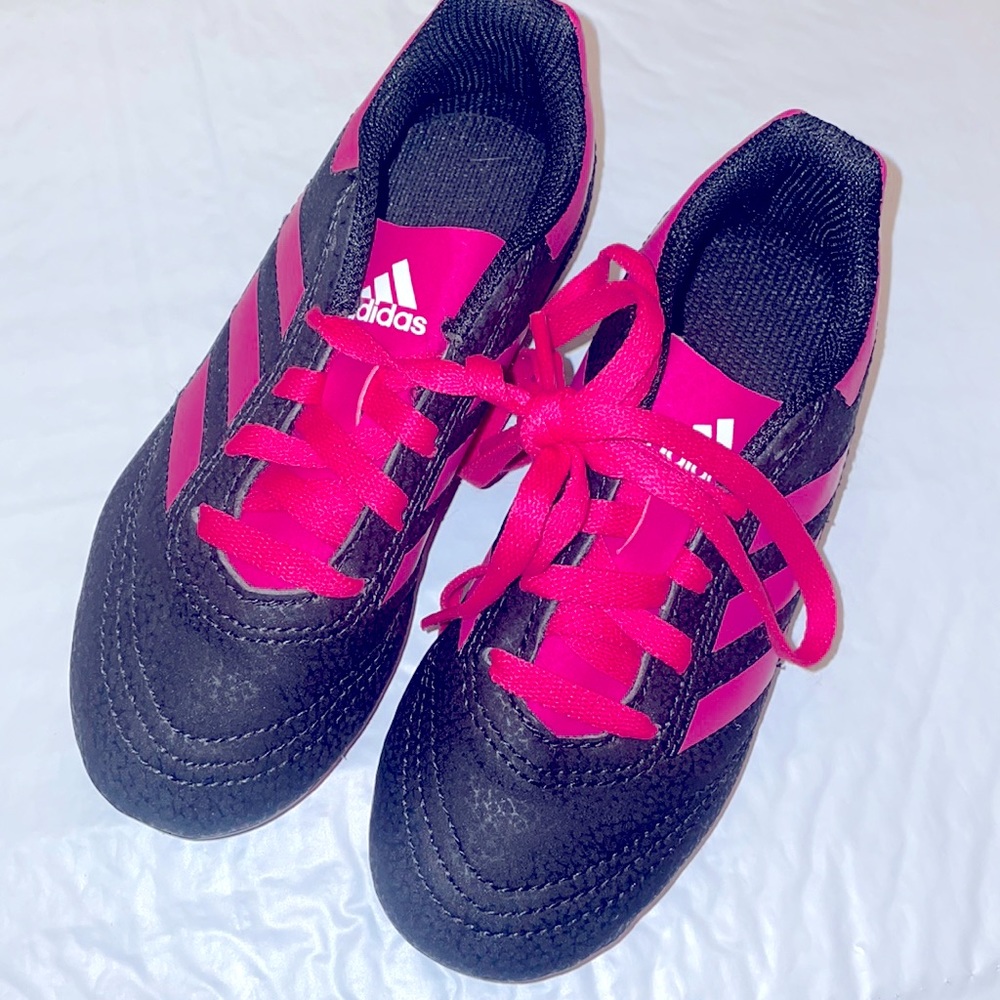 Adidas pink and black soccer cleats size 11